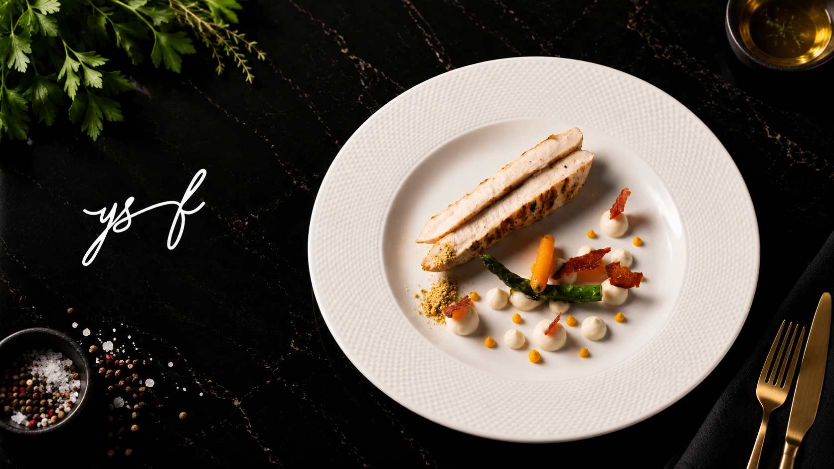 Assiette gastronomique au poulet